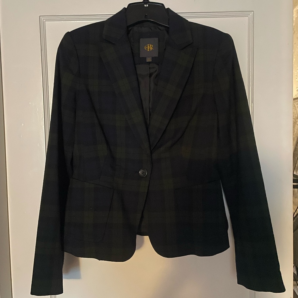 The Limited Outback Red Green/Navy Tartan Plaid Blazer, Size Small